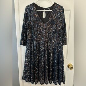 Navy/Gold Sequin Torrid Dress 10/12
